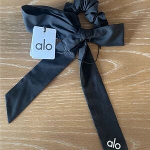 ALO Yoga Black Satin Hair Scrunchie with Bow